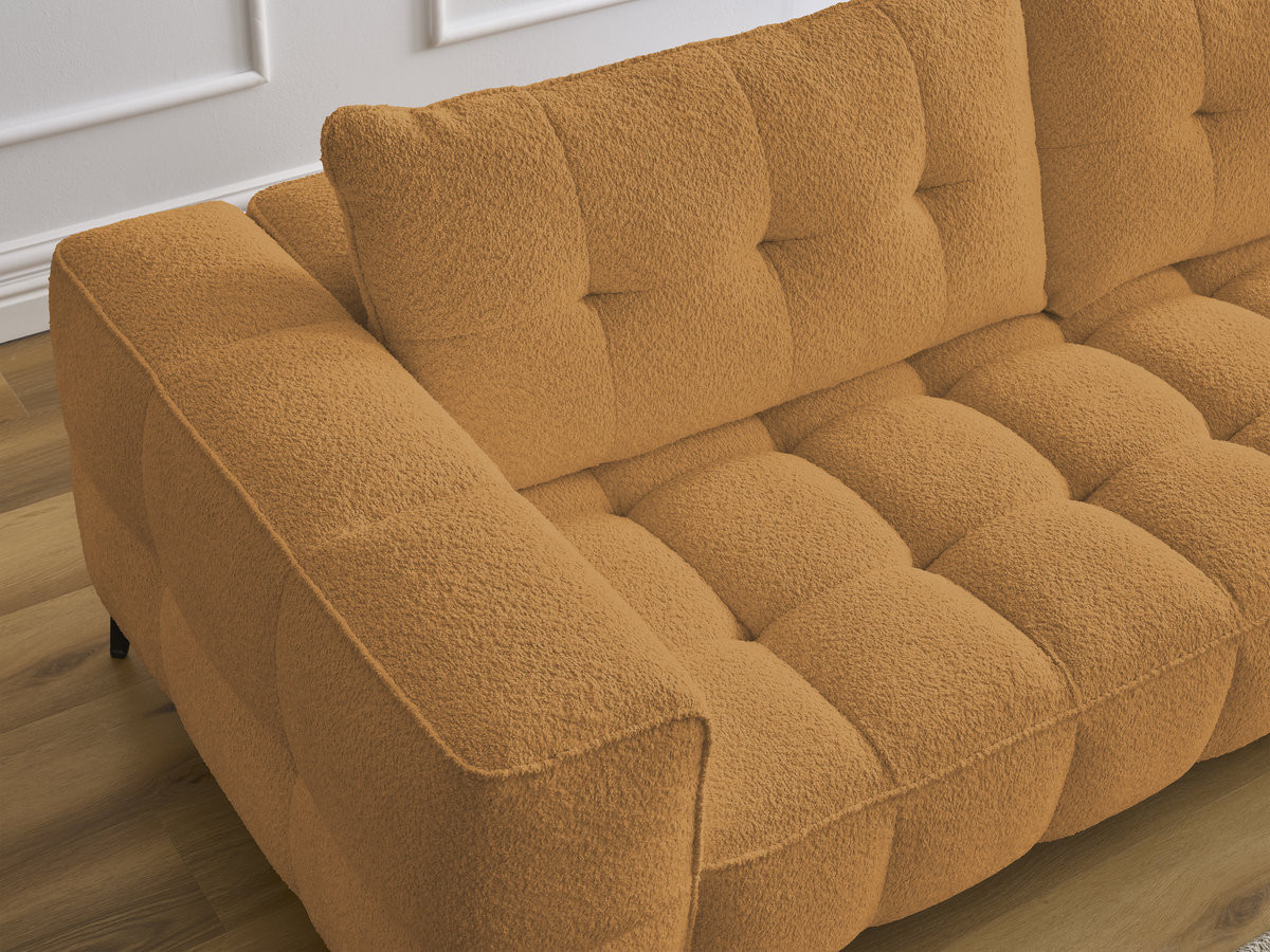 Bobochic Anis Sofa 3-Sitzer mit Pouf Bouclé-Stoff Gelb