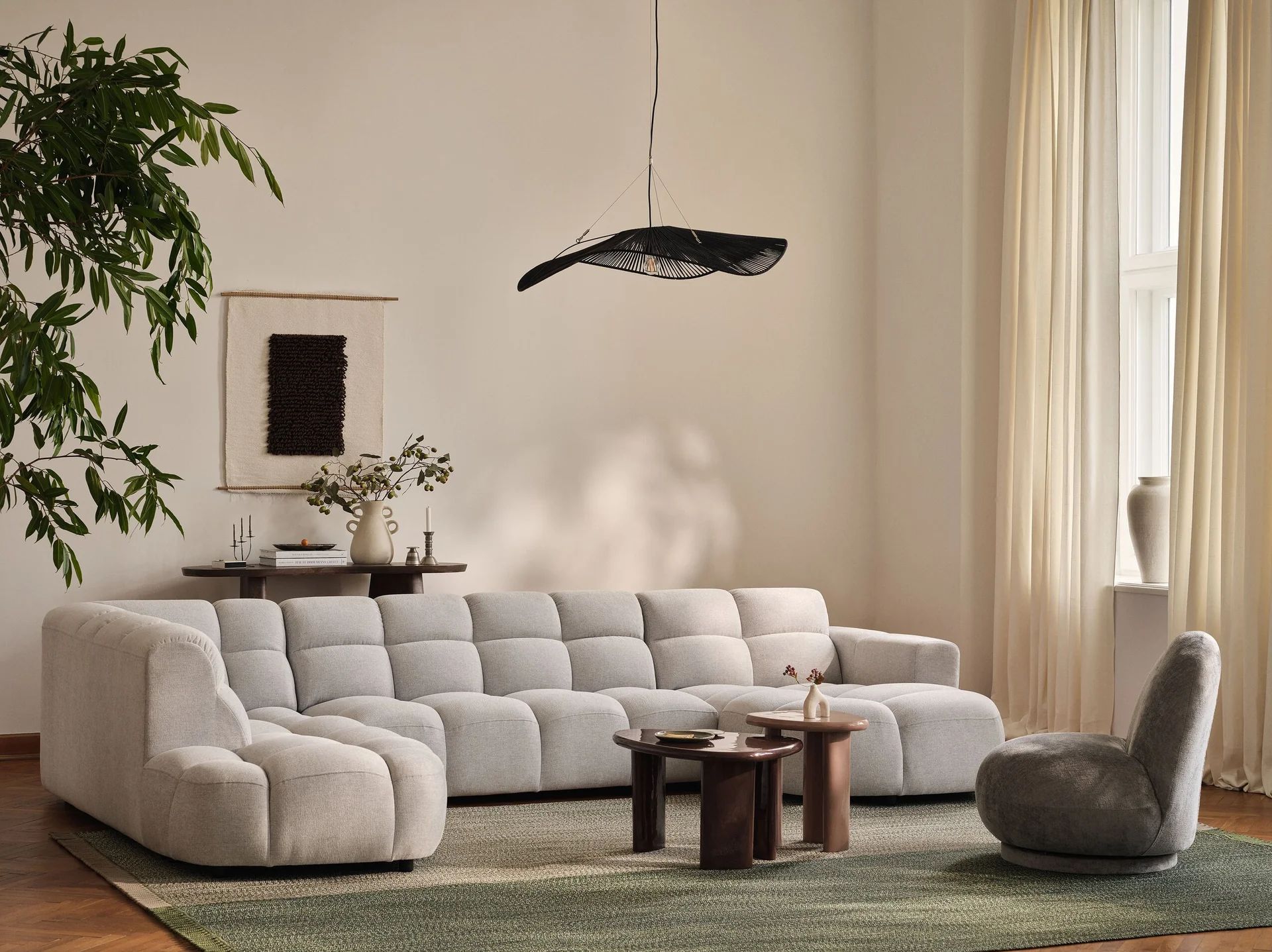 Micadoni Pendelleuchte Palmier Schwarz 100 cm
