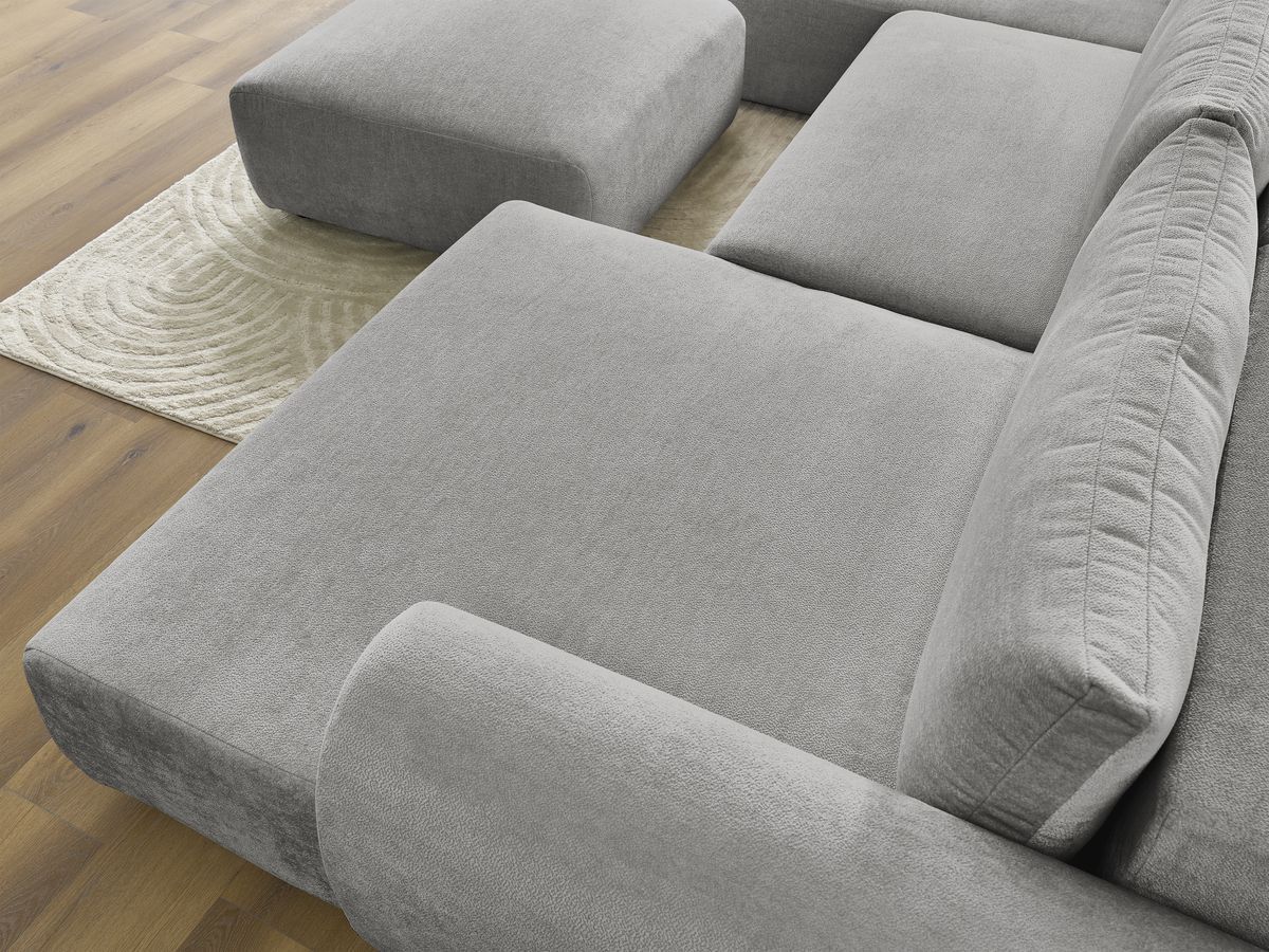 Bobochic Lucien Wohnlandschaft mit Pouf Stoff Hellgrau Ecke rechts