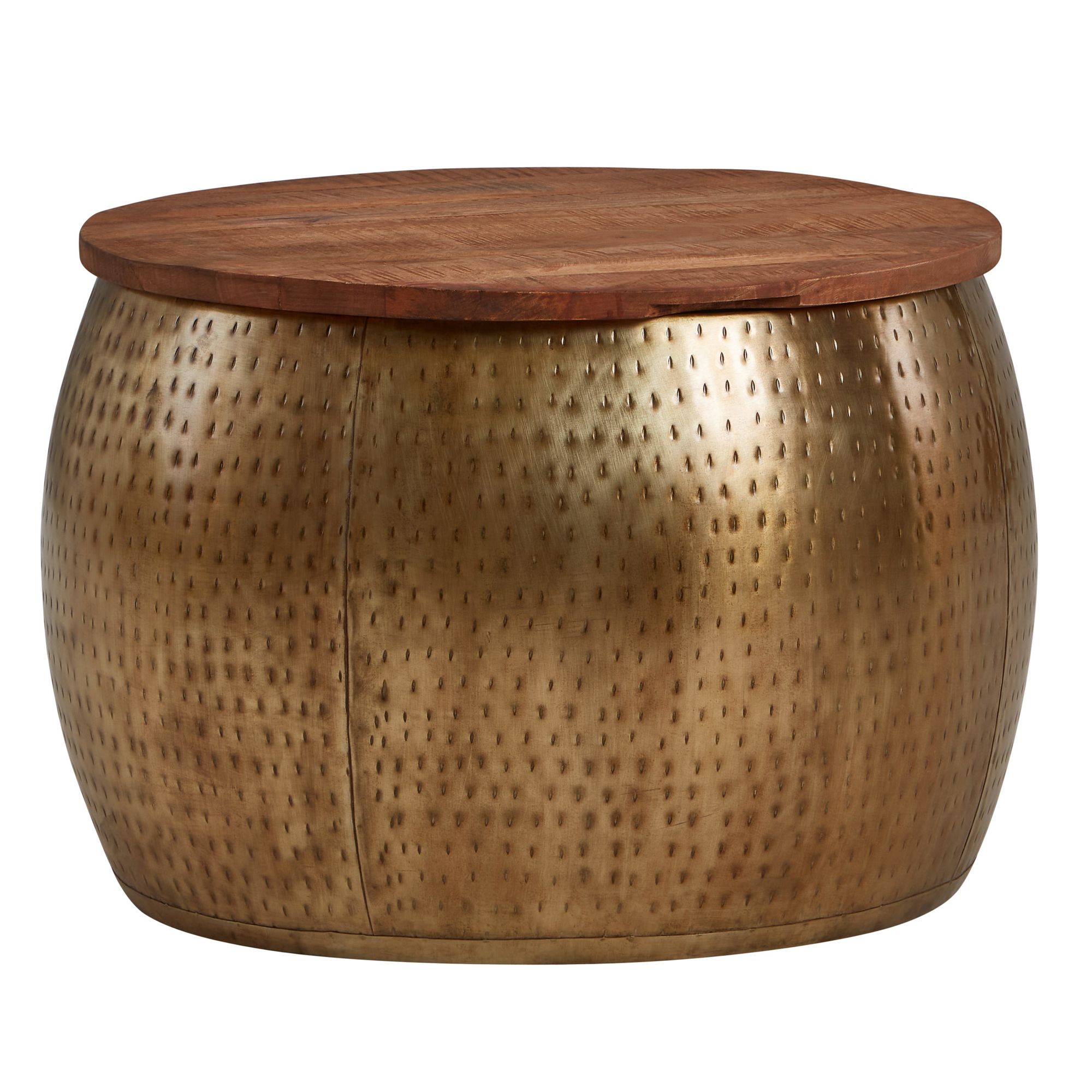 Couchtisch Alvundeid Mango Massivholz Gold Ø 60 cm