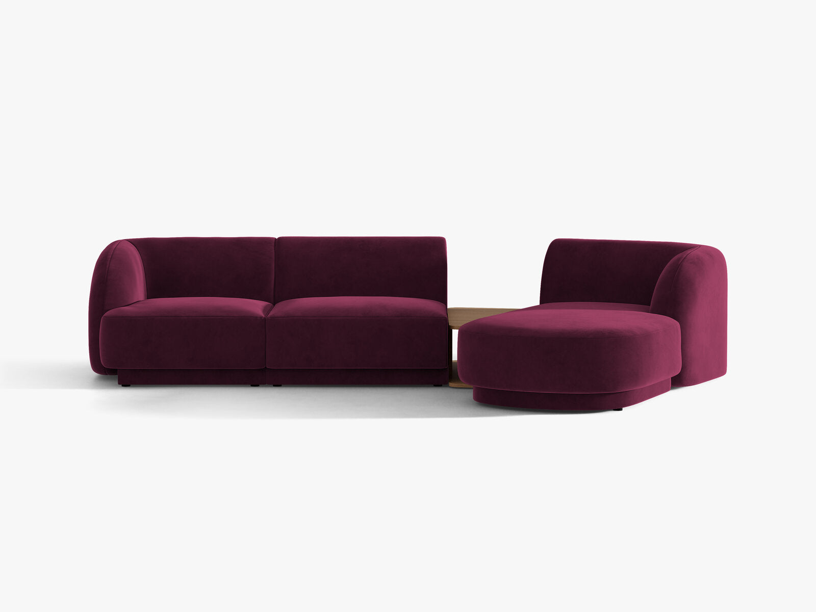 Micadoni Modulares Sofa Miley mit Recamiere 3-Sitzer Rechts Samt Venus Burgunder