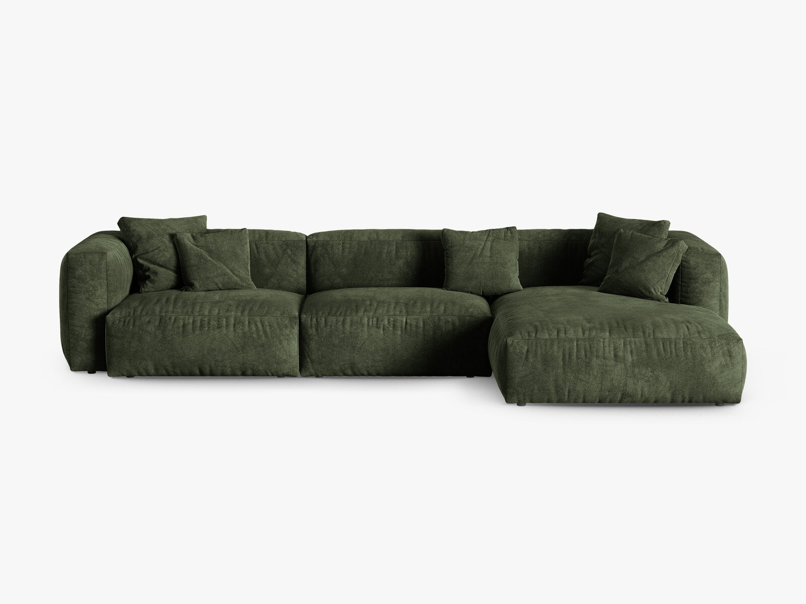 Micadoni Ecksofa Martina 3-Sitzer 90cm Sitztiefe Rechts Samt Vogue Grün