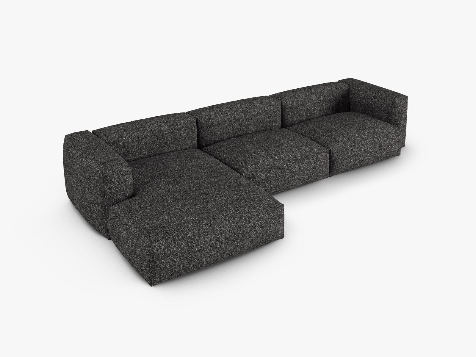 Micadoni Ecksofa Martina 3-Sitzer 90cm Sitztiefe Links Boucle Monet Anthrazit