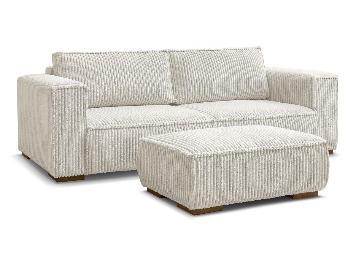 Bobochic Chelsea Sofa 4-Sitzer mit Pouf Breitcord weich Beige