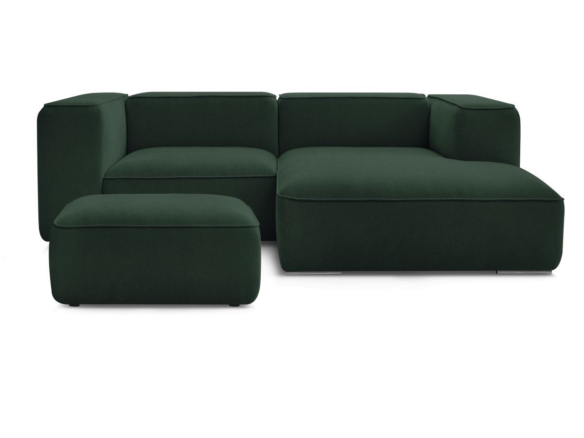 Bobochic Zephyr Ecksofa mit Pouf 260 × 165 cm Strukturstoff Grün Ecke rechts