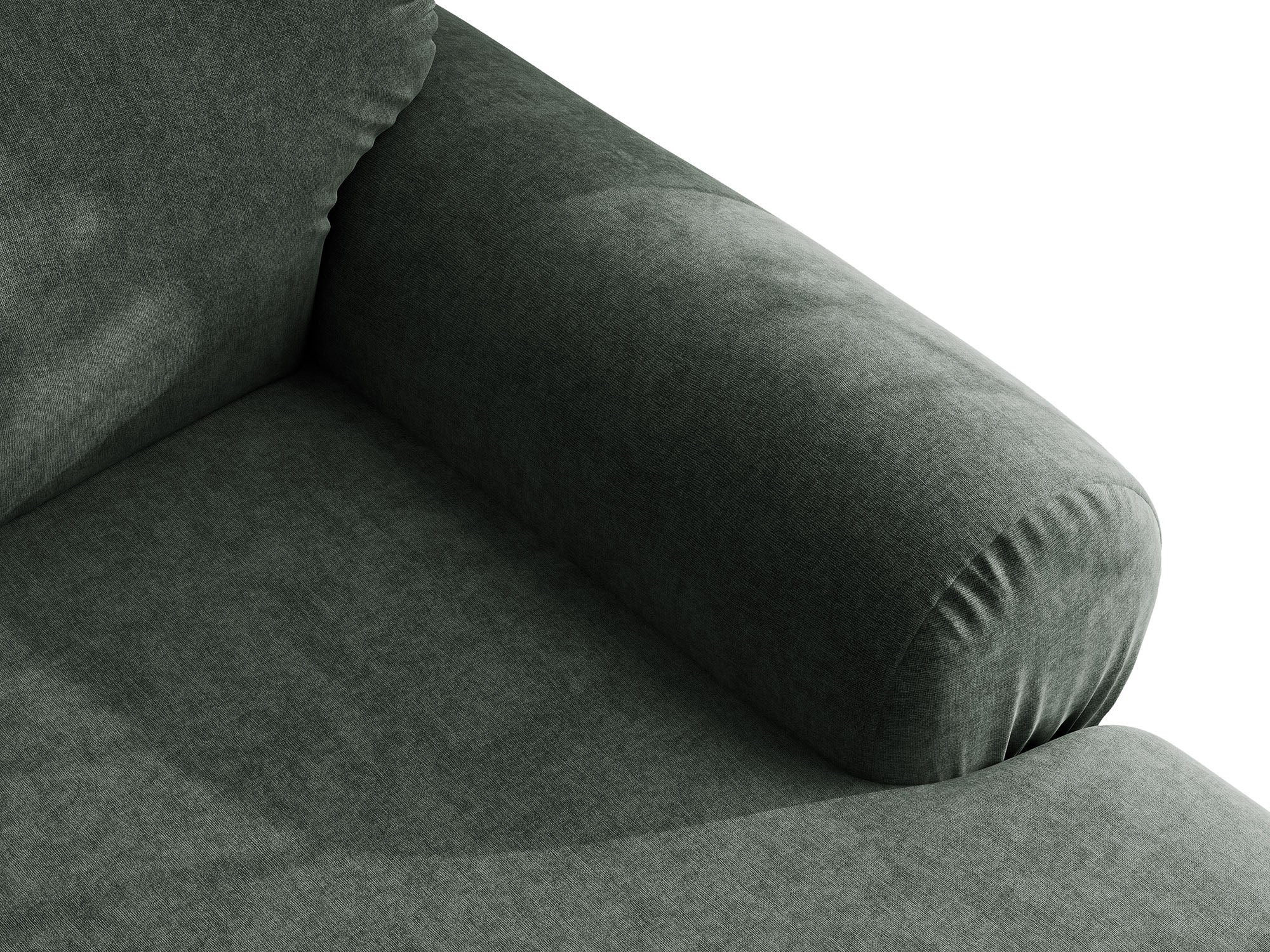 Micadoni Ophelia Ecksofa 4-Sitzer Strukturierter Stoff Liberty Moosgrün Links