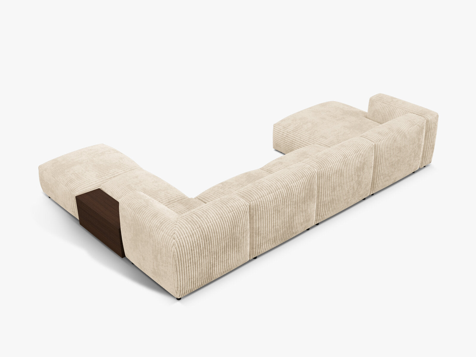 Micadoni Panorama-Ecksofa Martina 5-Sitzer Rechts Kord Helles Beige