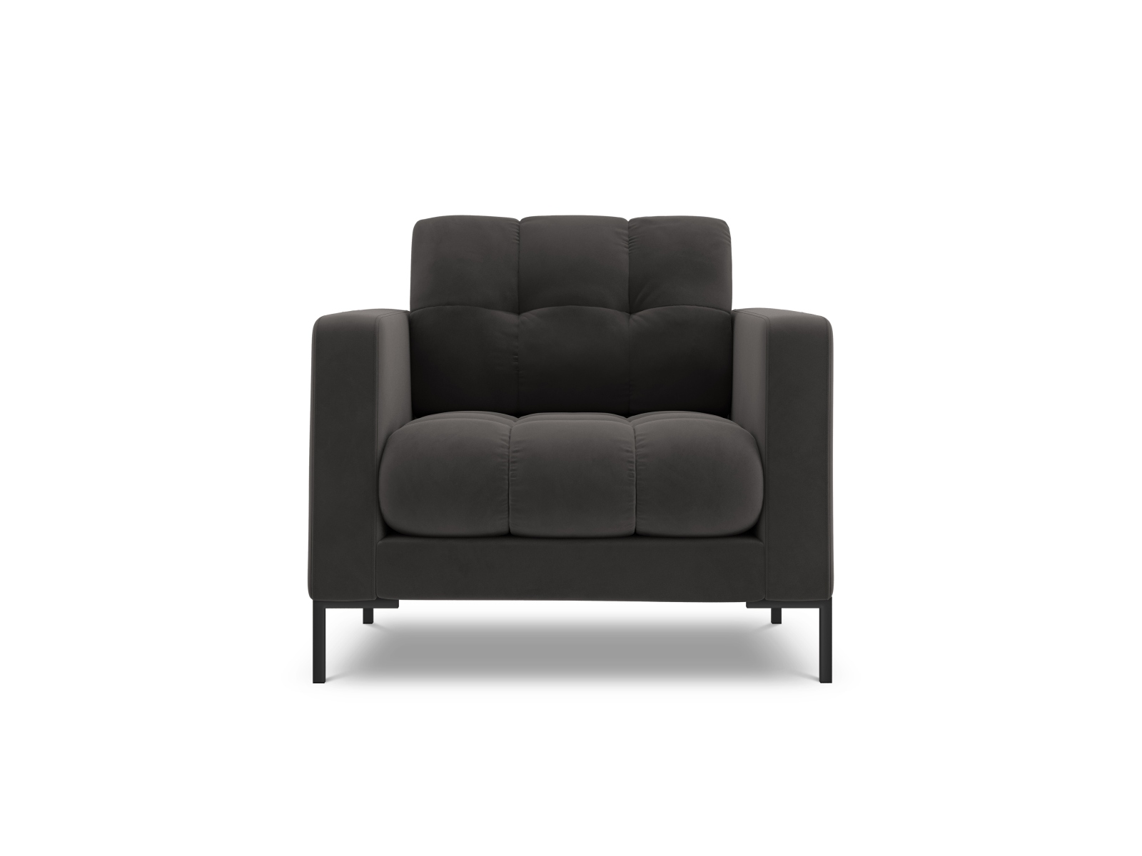 Cosmopolitan Design Sessel Bali Samt Bluvel Dunkelgrau Melange Beine Schwarzes Metall