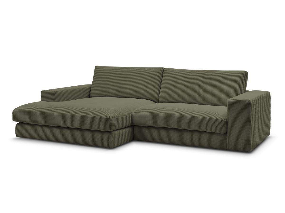 Bobochic Leonard Ecksofa 274 × 159 cm Cordsamt Hellgrün Ecke links