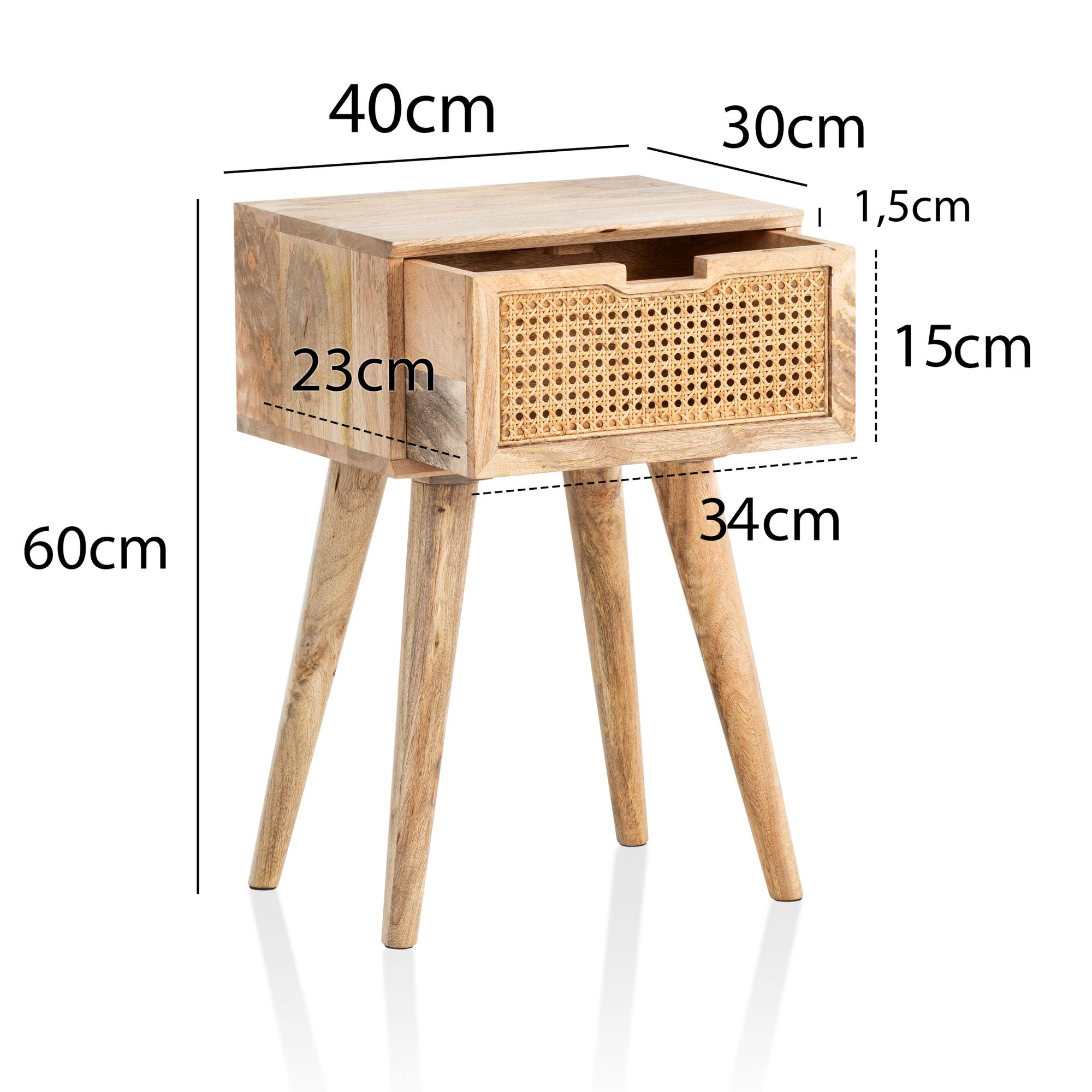 Nachttisch Solvik Massivholz Mango 40 × 30 × 60 cm