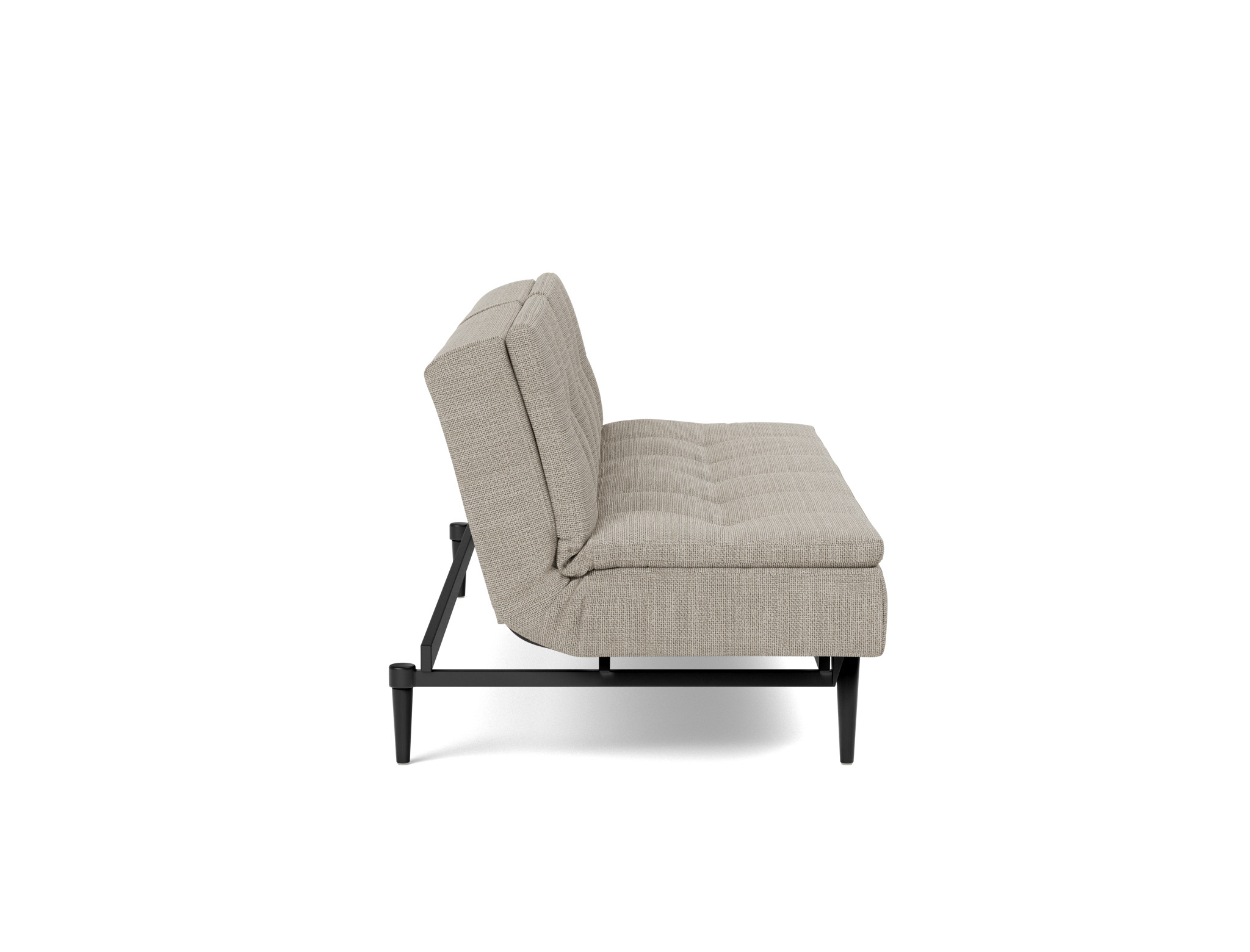 Schlafsofa Dublexo Strukturierter Stoff Kenya 579-Gravel Beine Styletto Eiche schwarz