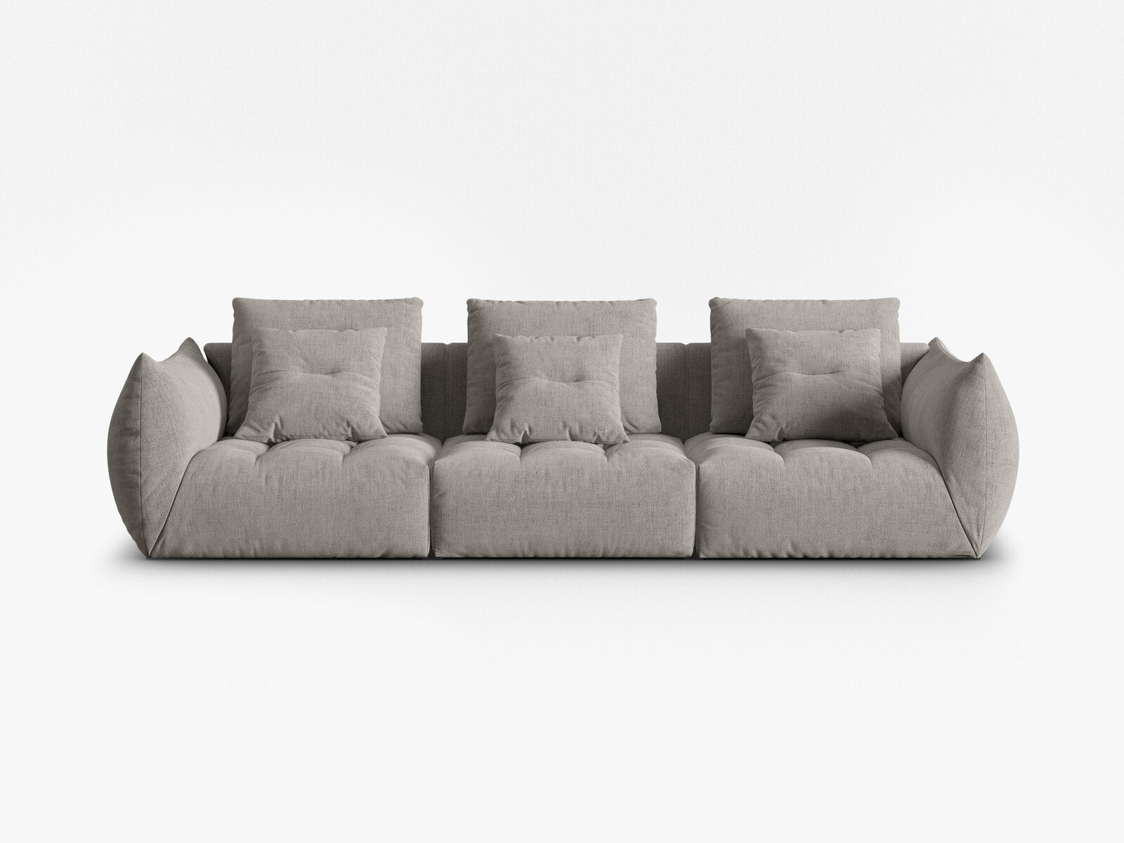 Micadoni Sofa Bloom 4-Sitzer Strukturierter Stoff Wind Hellgrau