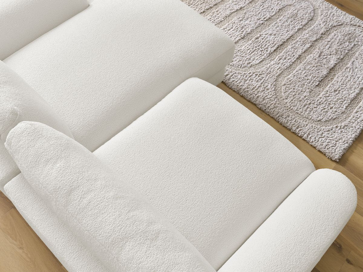Bobochic Leonore Ecksofa Bouclé-Stoff Weiß Ecke rechts