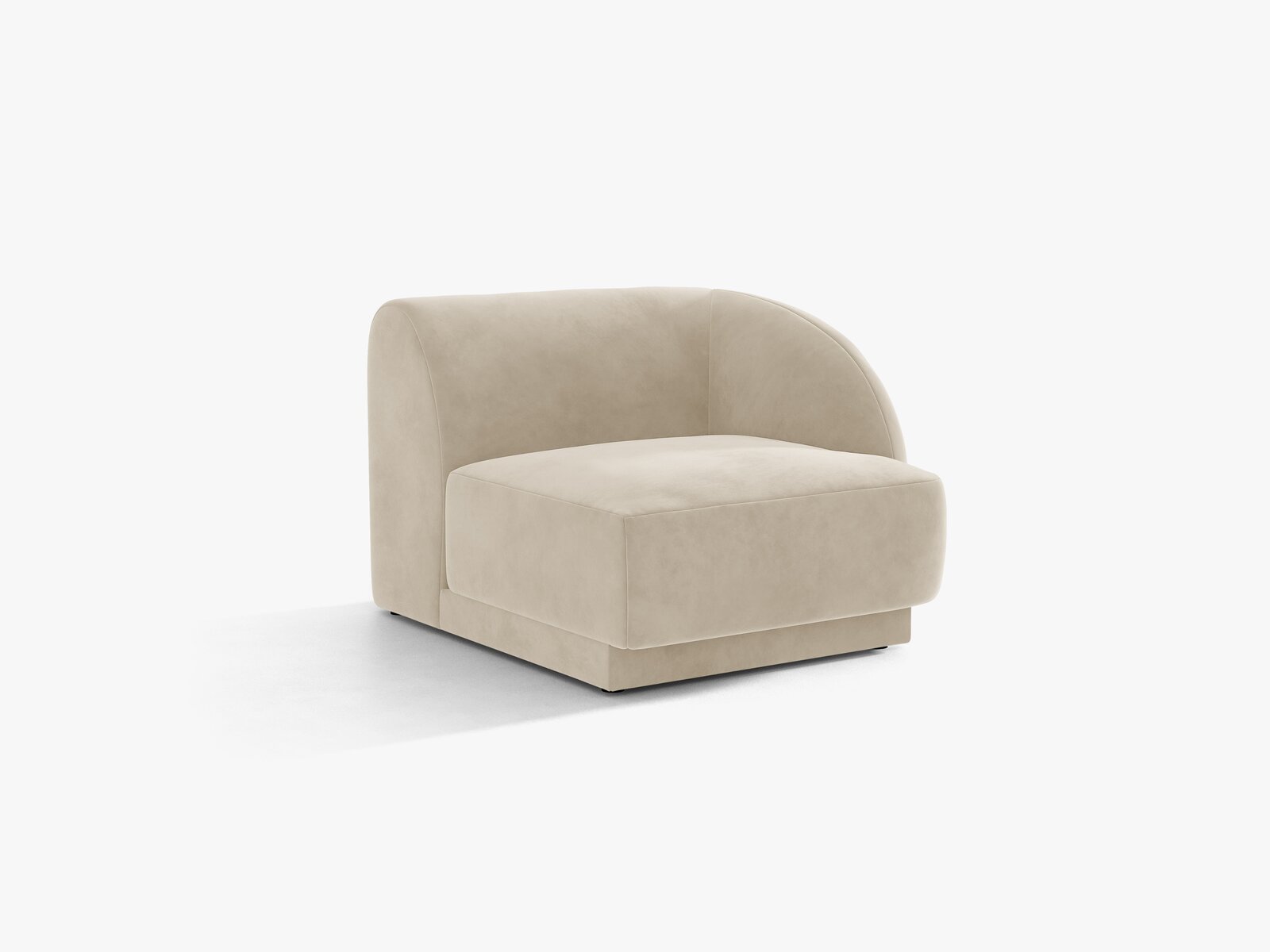 Micadoni Eckmodul Miley 1-Sitzer Samt Bluvel Dunkelbeige Rechts