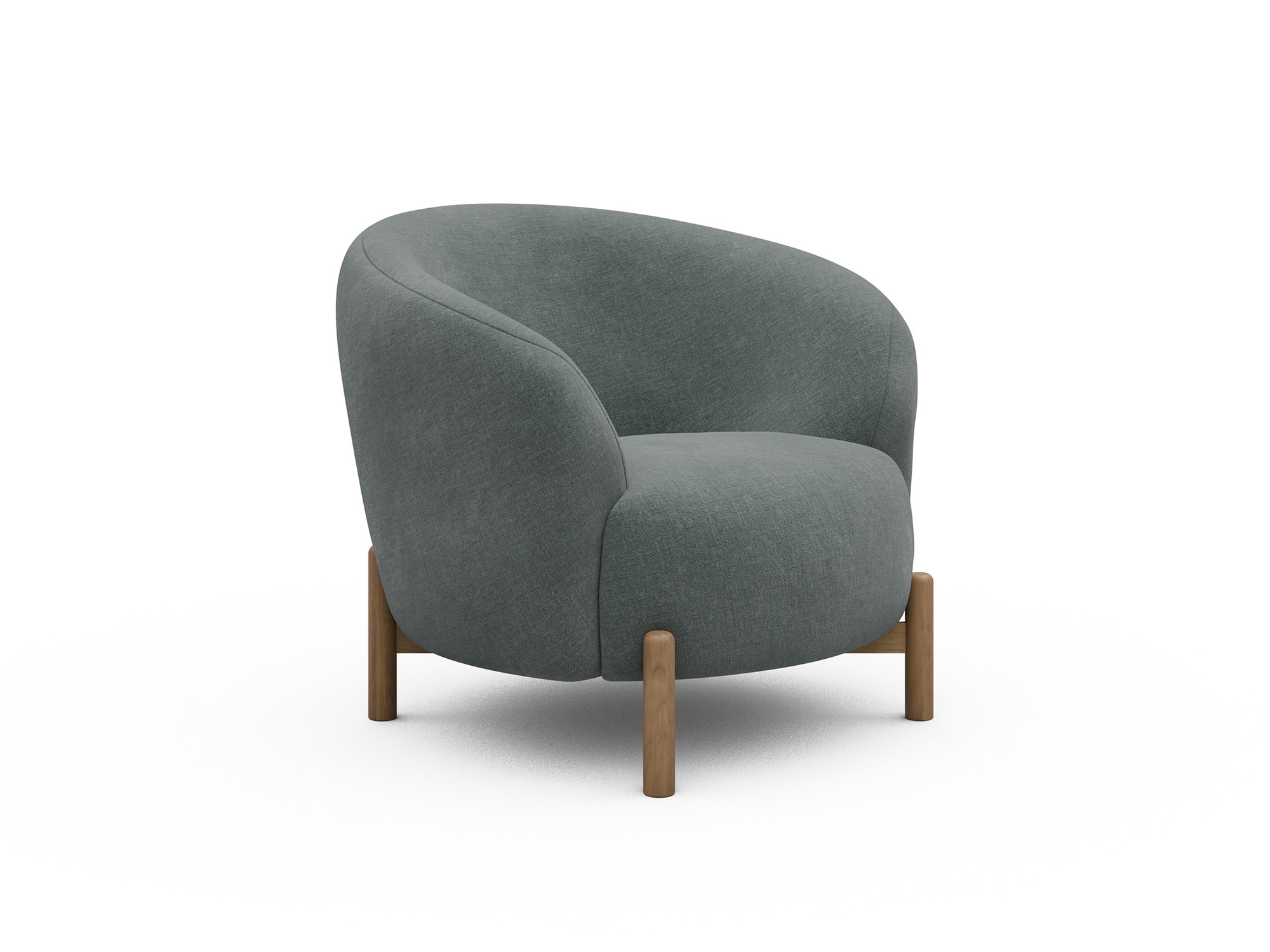 Sessel Ronda Holzbeine Eiche Natur Samt Smooth 812-Silver-Grey