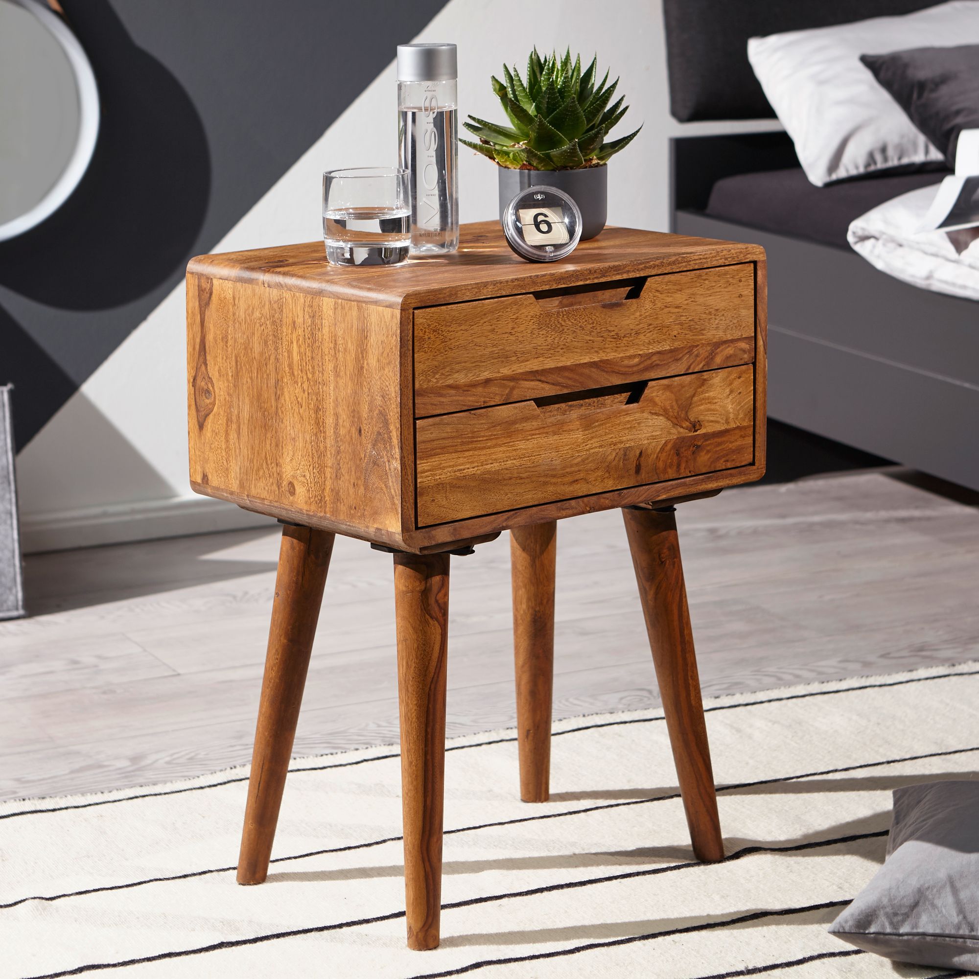 Nachttisch Bindslev Sheesham Massivholz Braun 47 × 36 × 66 cm