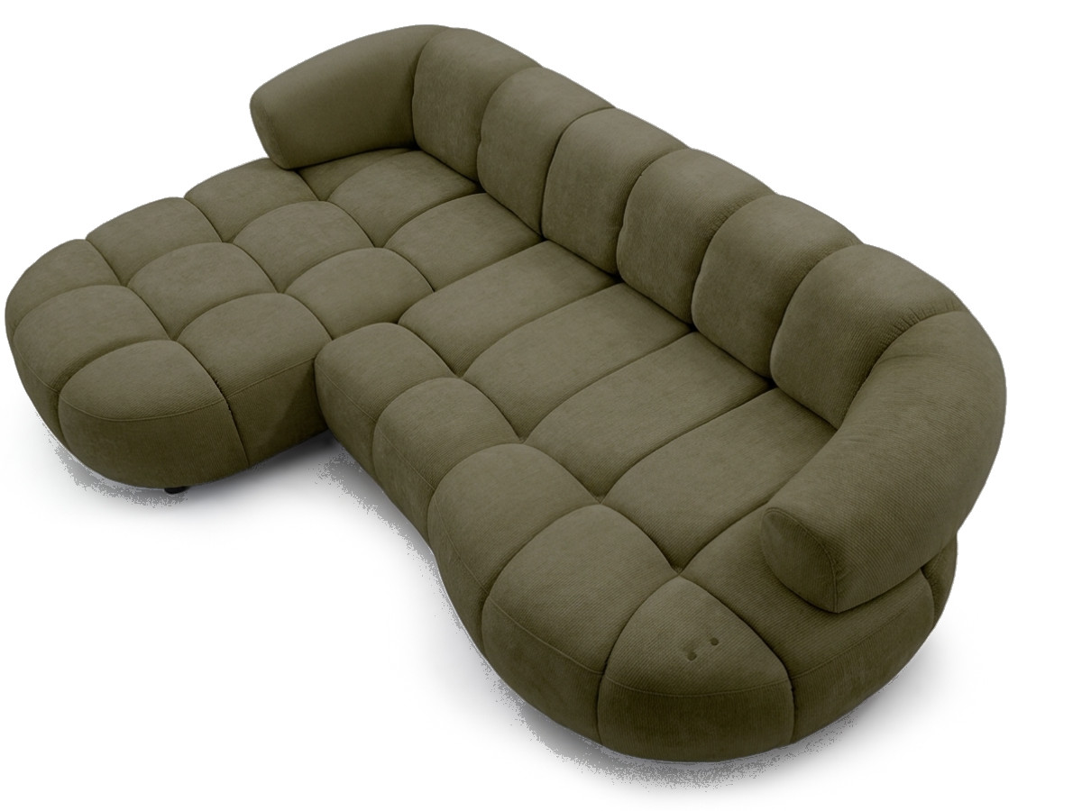 Bobochic Lovely Ecksofa mit Schlaffunktion Stoff Grün Ecke links