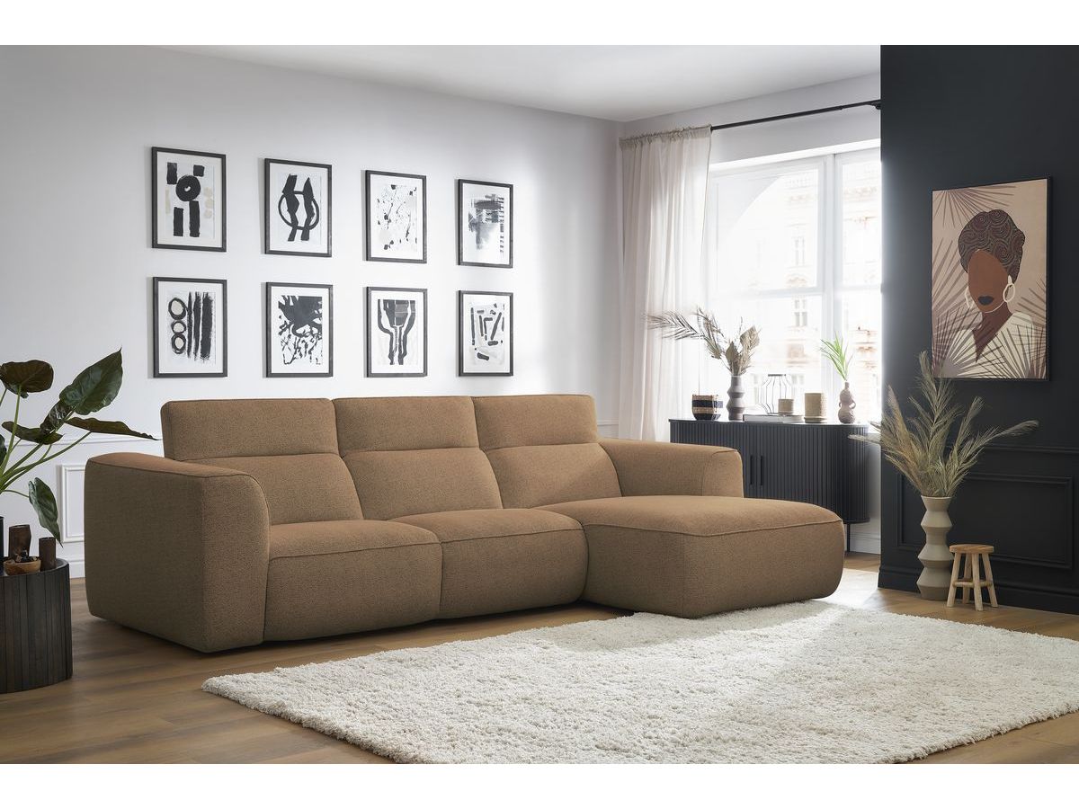 Bobochic William Ecksofa Melange-Stoff Orange Ecke rechts