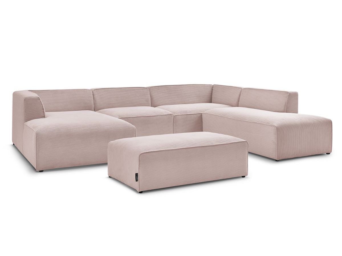 Bobochic Megeve Wohnlandschaft mit Pouf Cordsamt Rosa Ecke links