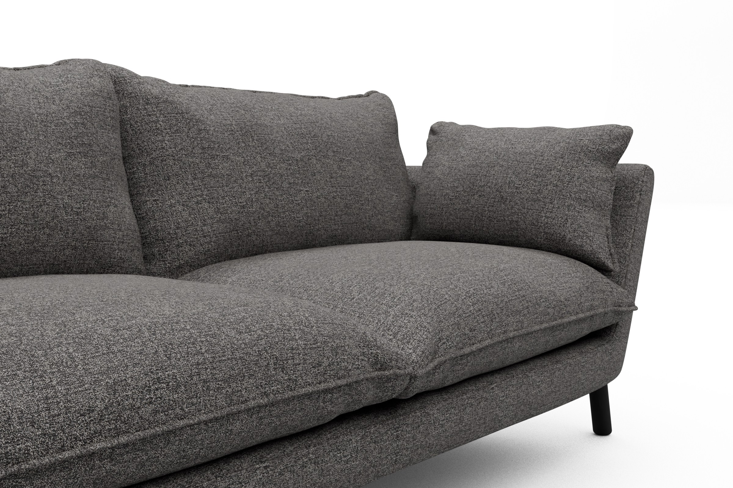 Sofa Emil Soft 2-Sitzer Beinfarbe Eiche Schwarz Boucle Carreno 772-Salt-and-Pepper