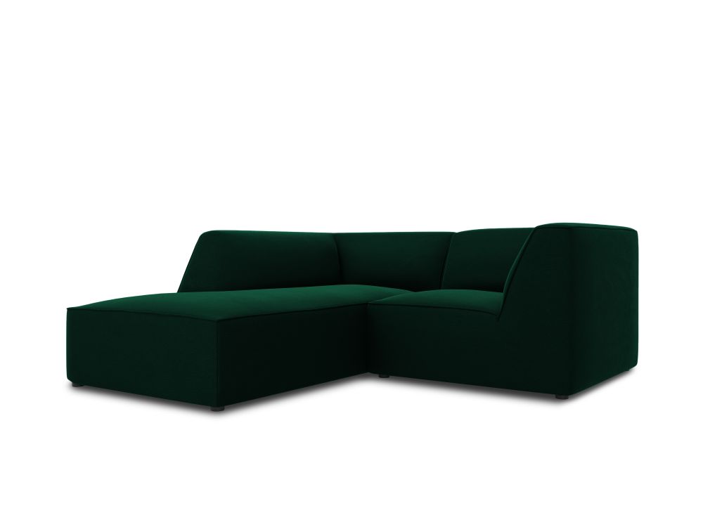 Cosmopolitan Design Ecksofa Siena 3-Sitzer Samt Salvador Flaschengrün Links
