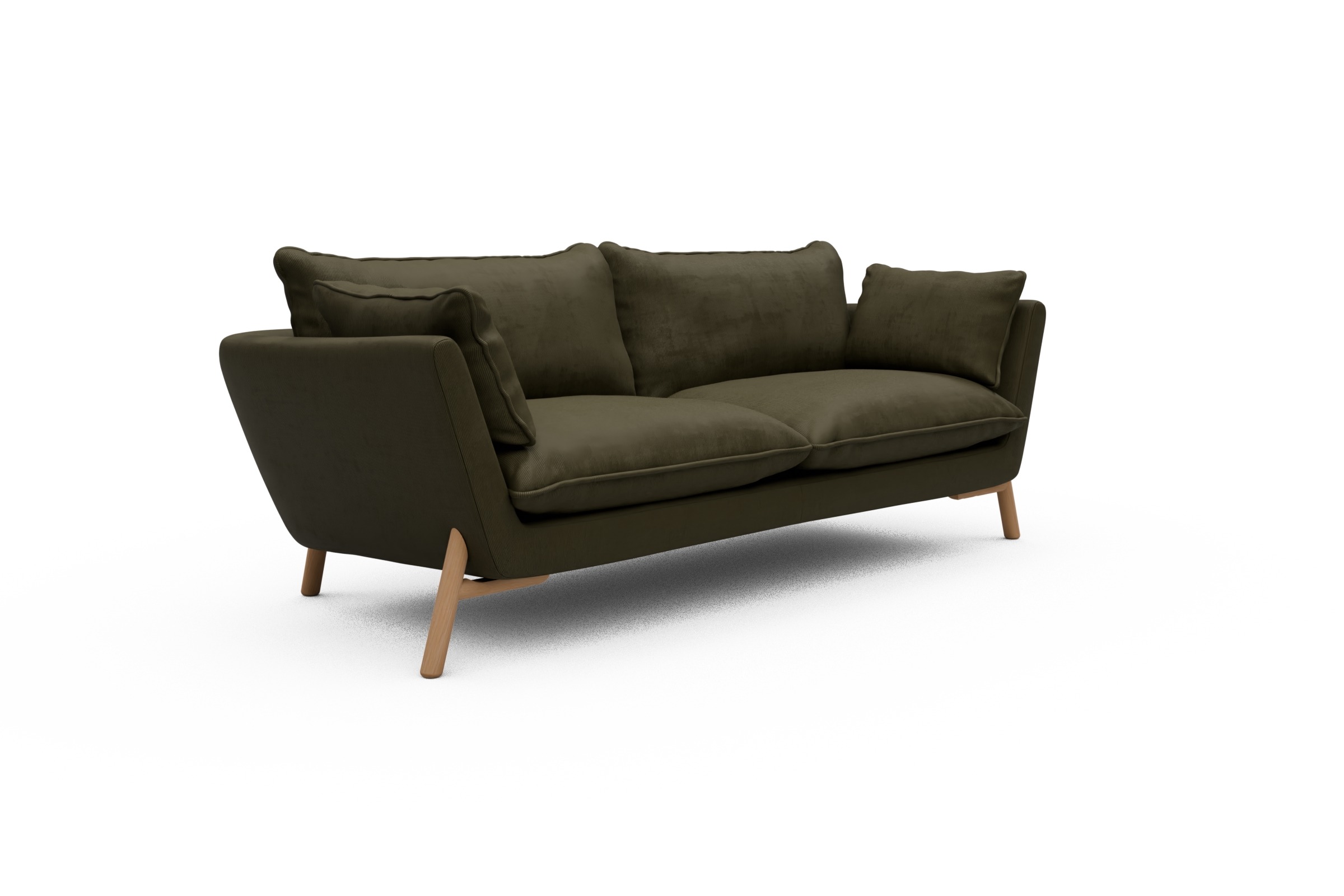 Sofa Emil PREMIUM 3-Sitzer Beinfarbe Eiche Natur Cordufine-Pine-Green