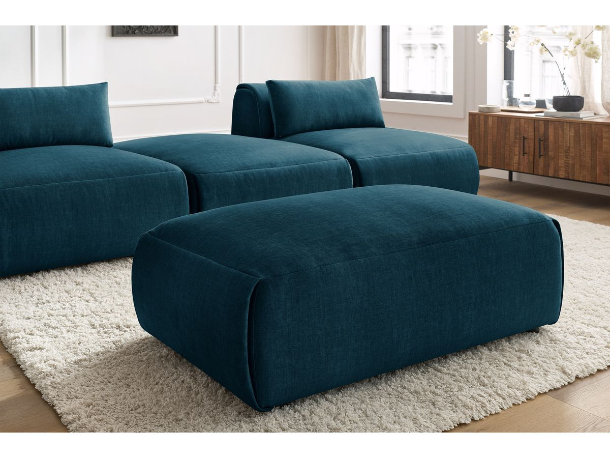 Bobochic Jeanne Sofa 4-Sitzer mit Pouf Samt Dunkelblau