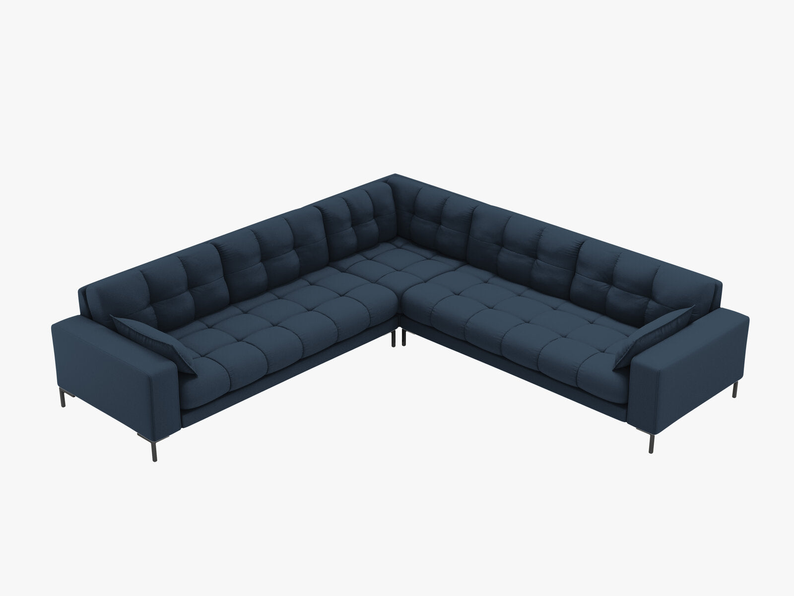 Micadoni Symmetrisches Ecksofa Mamaia 6-Sitzer Strukturierter Stoff Neve Blau schwarze Beine