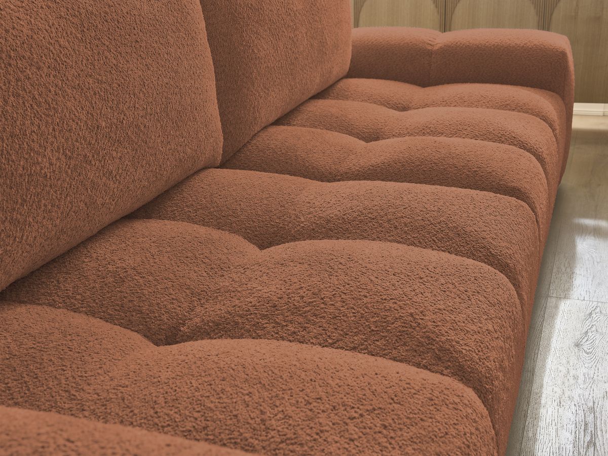 Bobochic Anakin Sofa 3-Sitzer, 2 Kissen Bouclé-Stoff Orange
