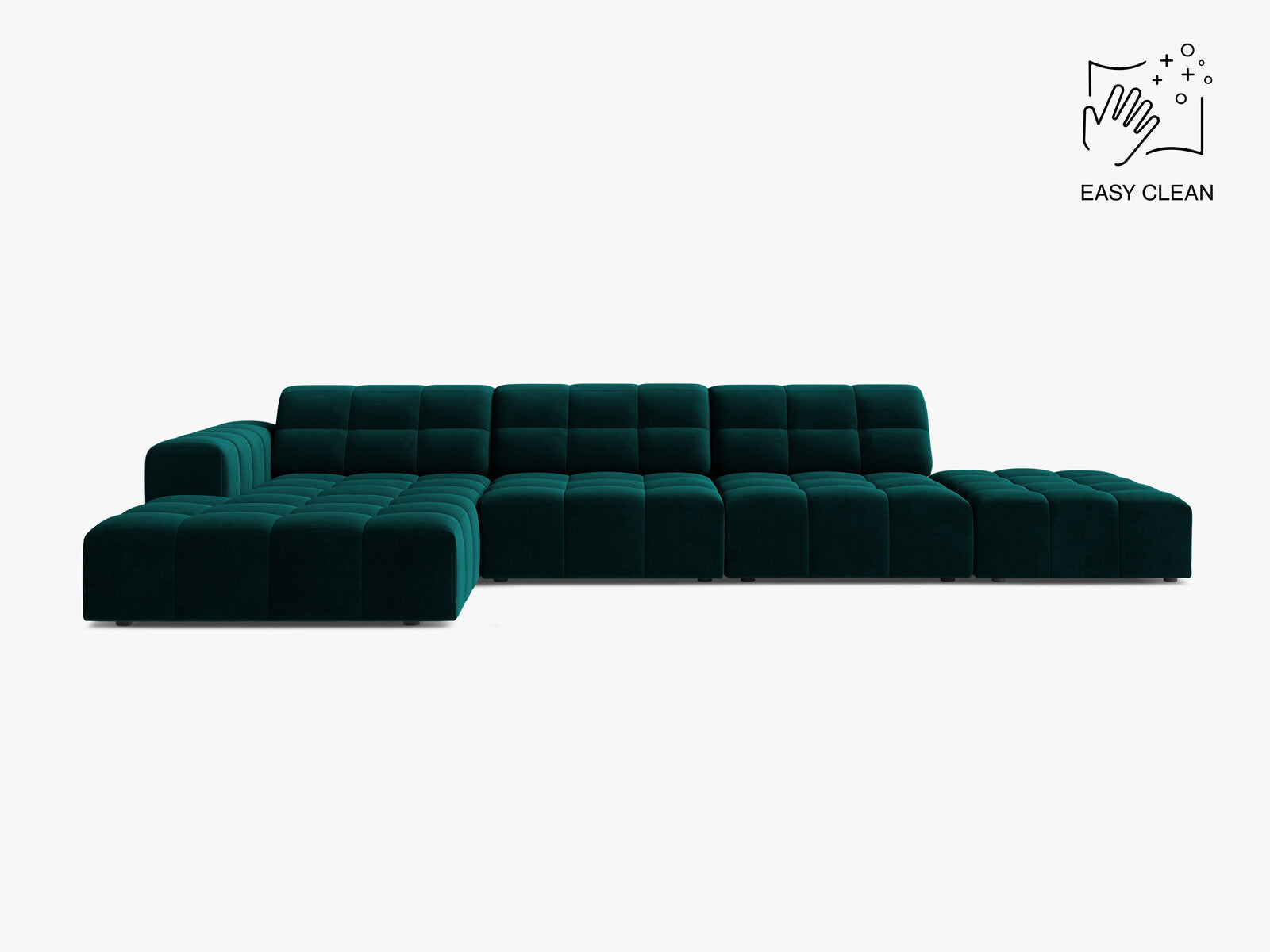 Micadoni Ecksofa Jennifer 5-Sitzer Links Samt Venus Dunkel Petrol