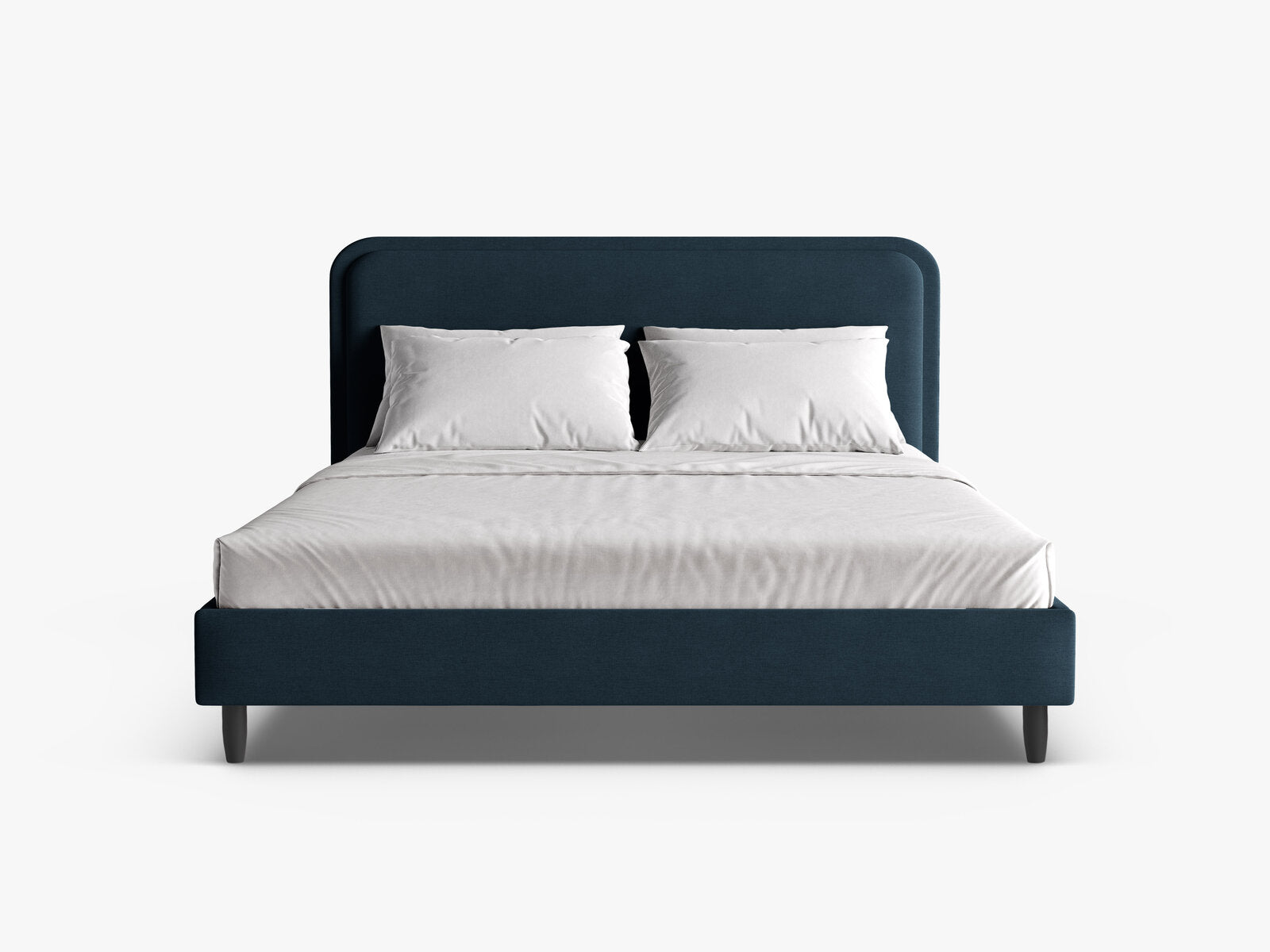 Micadoni Stauraumbett mit Kopfteil Aveline Strukturierter Stoff Wind Marineblau 140x200