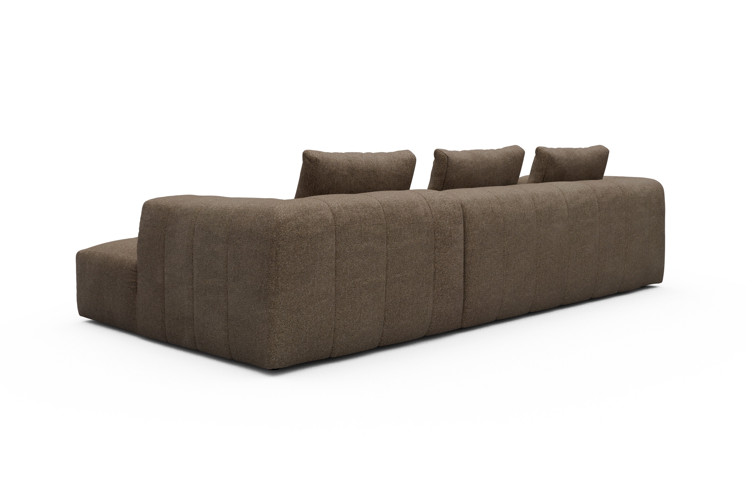 Ecksofa Hugo 2,5-Sitzer Armlehne links mit Chaiselongue Aivi-Khaki-Brown