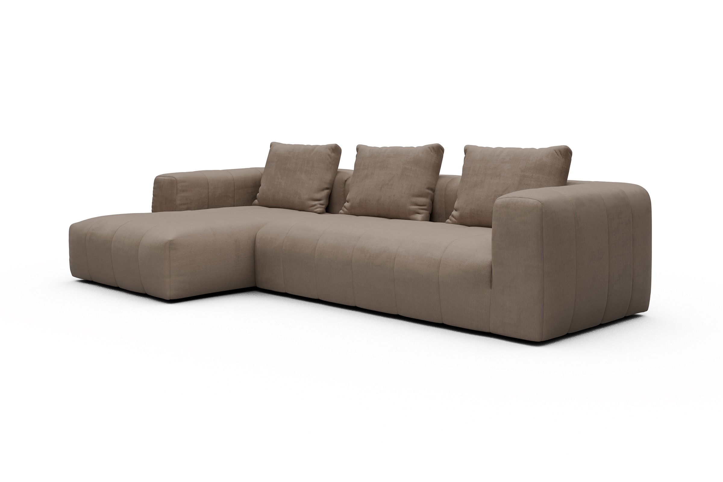 Ecksofa Hugo 2,5-Sitzer Armlehne rechts mit Chaiselongue Cordufine-Biege