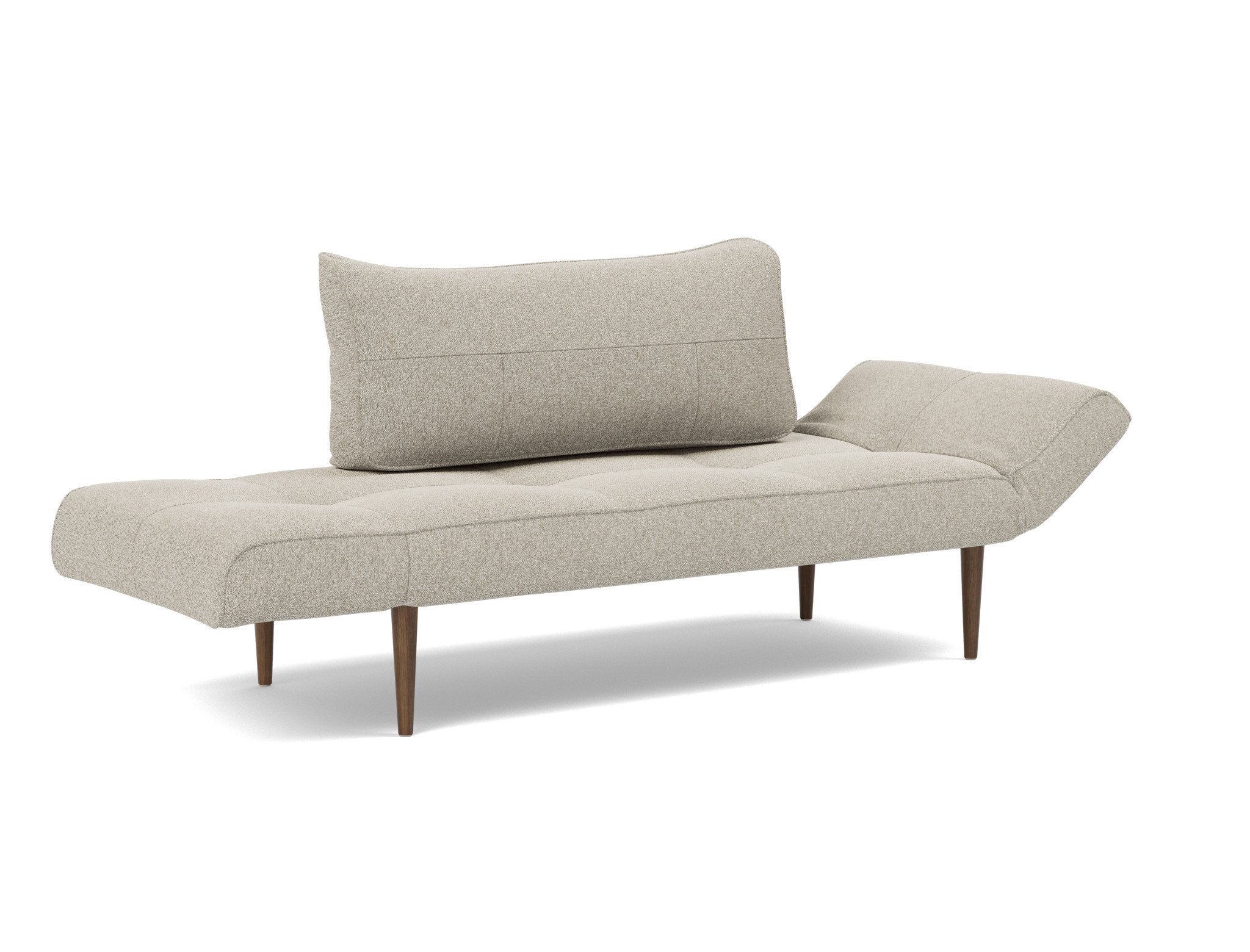 Tagesbett Zeal Boucle Skandi 539-Beige Beine Styletto Eiche dunkel