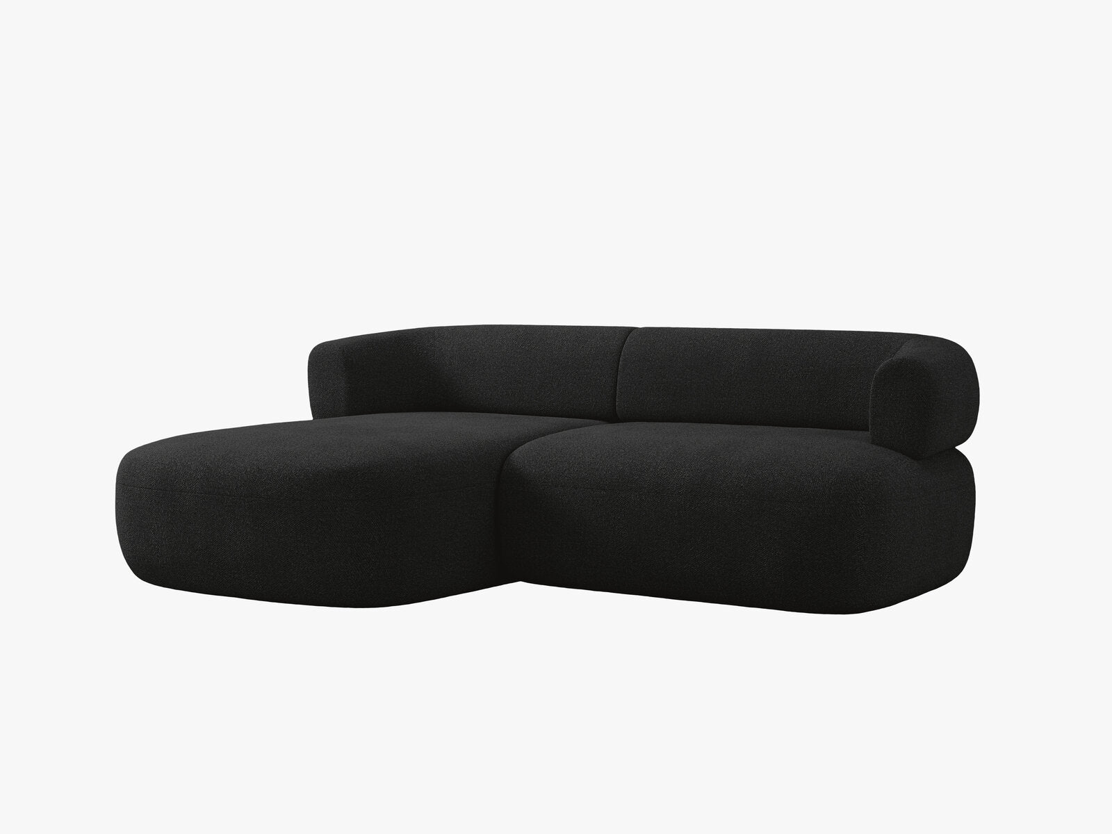 Micadoni 5-Sitzer Ecksofa Jenny Kleine Version Links Boucle Now or Never Schwarz