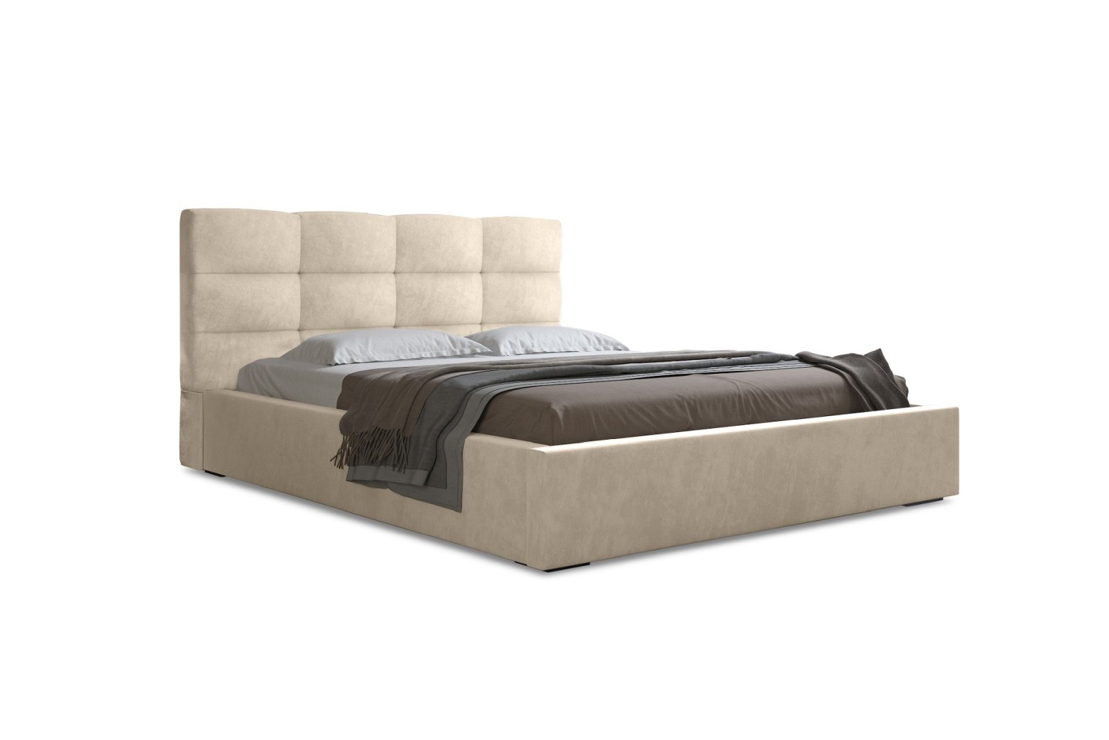Polsterbett Navo Samtstoff 180x200 mit Metallrahmen Macau Sand
