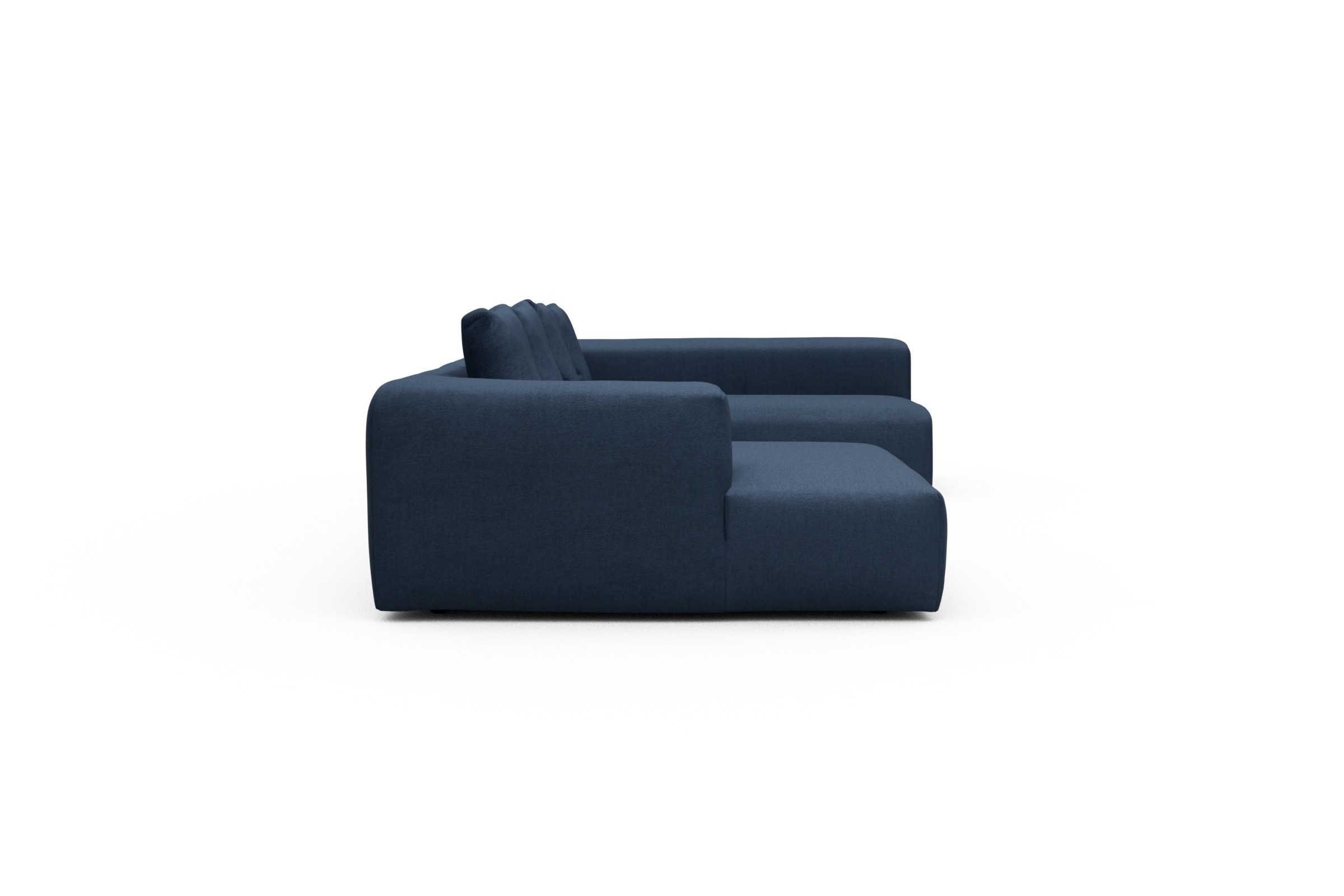 Wohnlandschaft Fred Chaiselongue links mit 2-Sitzer und lange Armlehne rechts Weda-Blue