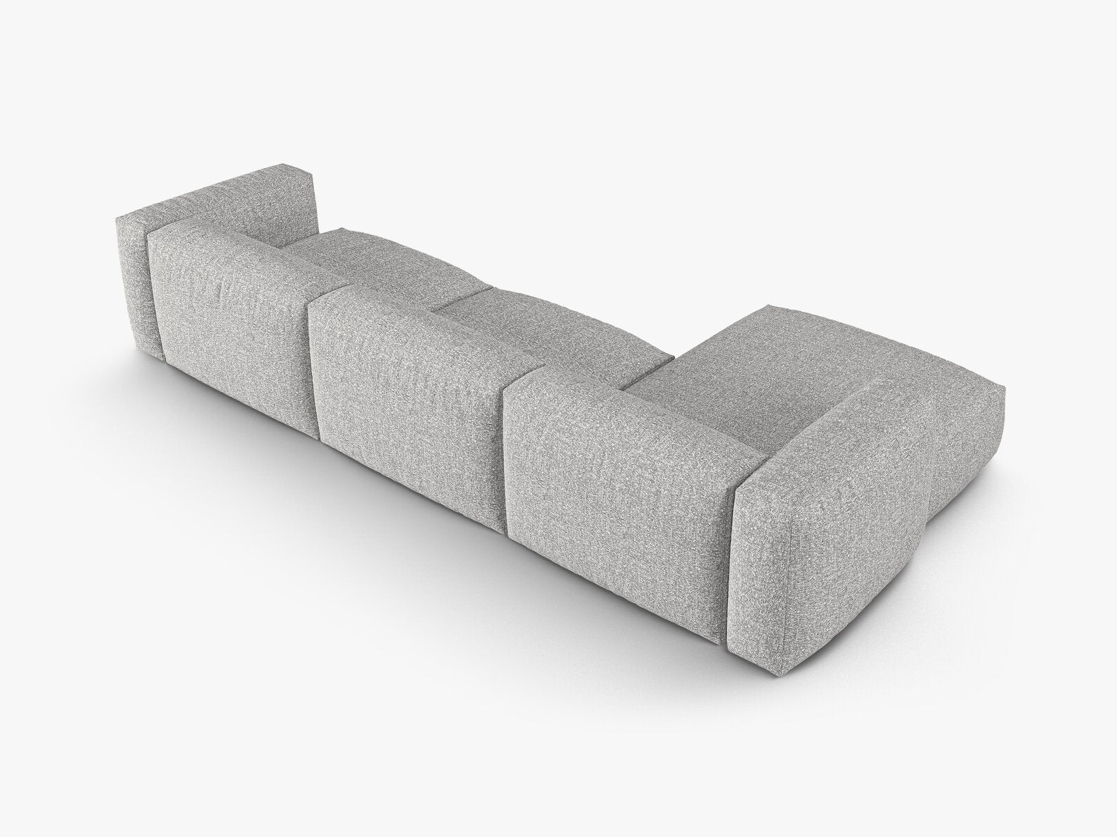 Micadoni Ecksofa Martina 3-Sitzer 90cm Sitztiefe Links Boucle Monet Silber