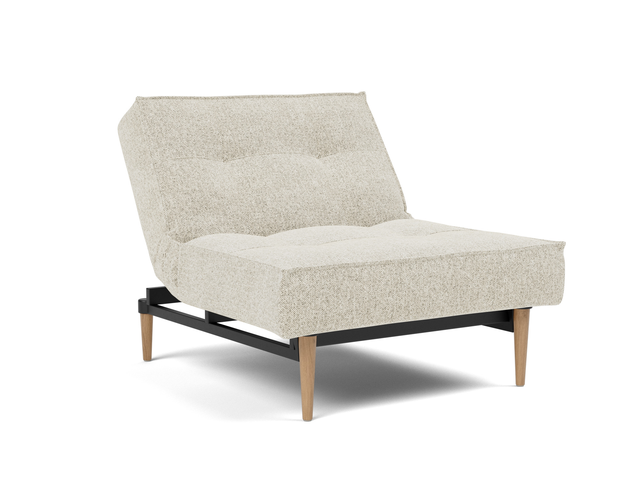 Sessel Splitback Strukturierter Stoff Taura 357-Off-White Beine Styletto Eiche hell