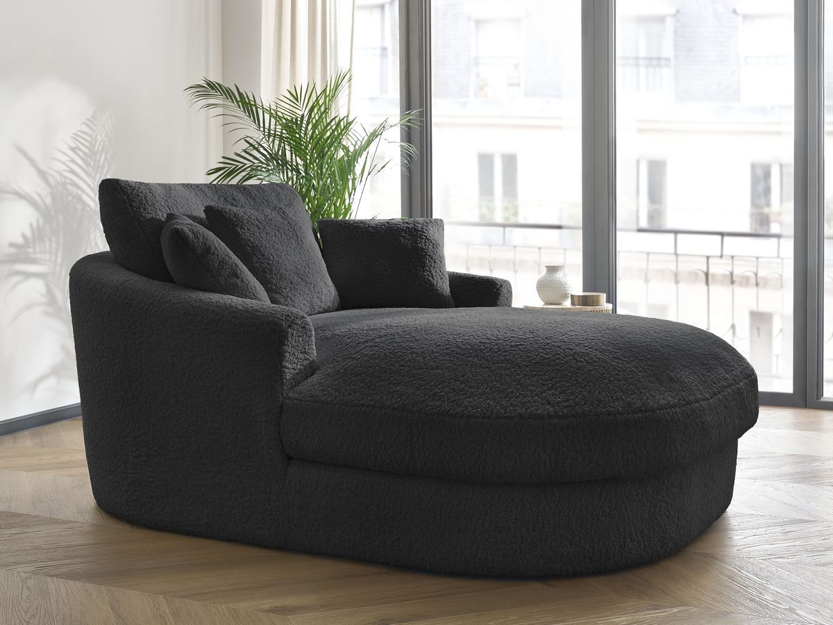 Bobochic Belem Méridienne-Modul Bouclé-Stoff Schwarz