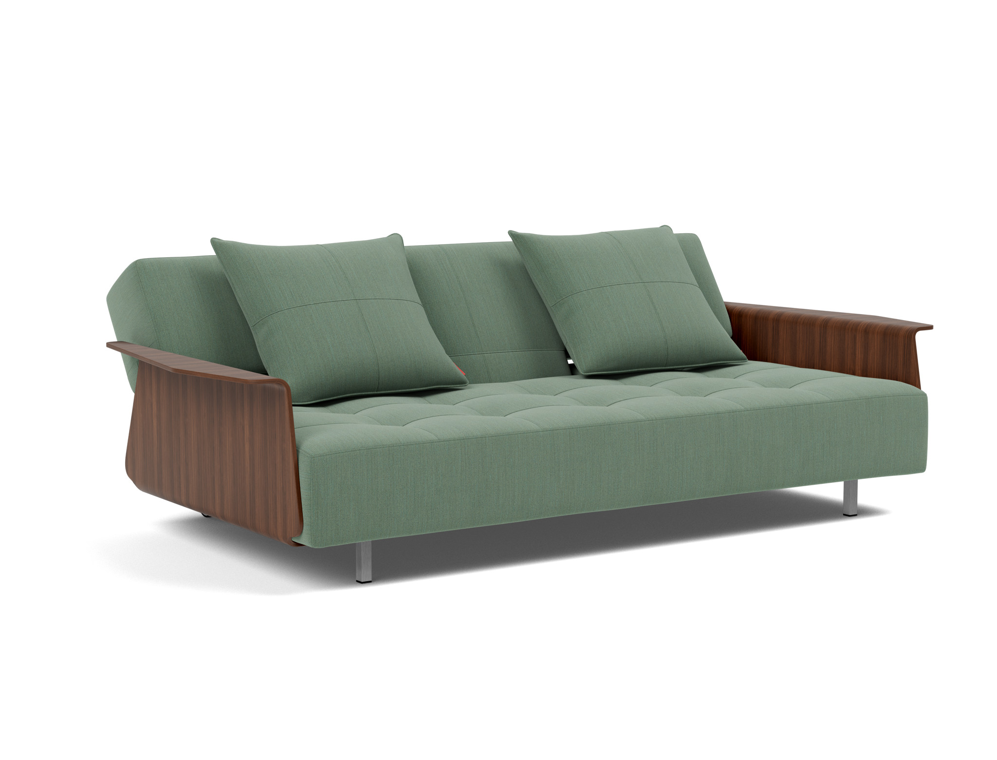 Schlafsofa Long Horn D.E.L. mit Armlehnen Flachgewebe Elegance 518-Green