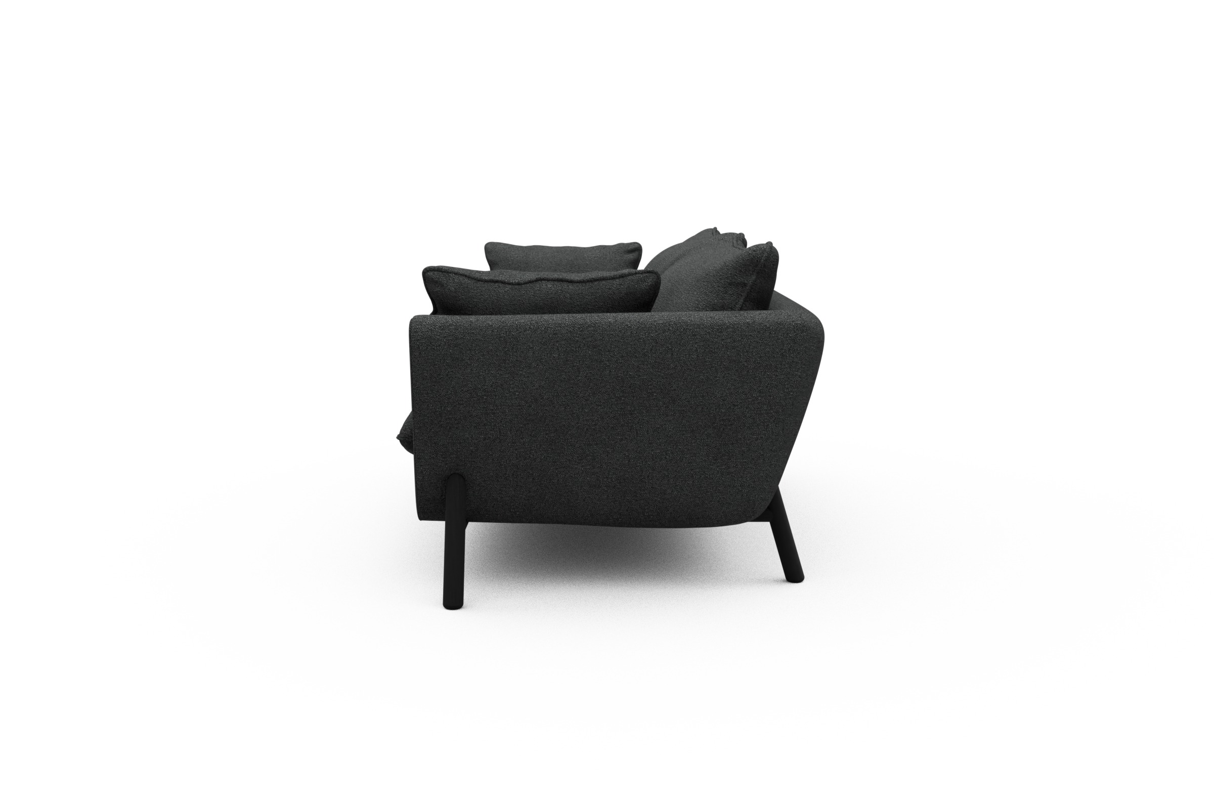 Sofa Emil PREMIUM 2-Sitzer Beinfarbe Eiche Schwarz Boucle-Charcoal