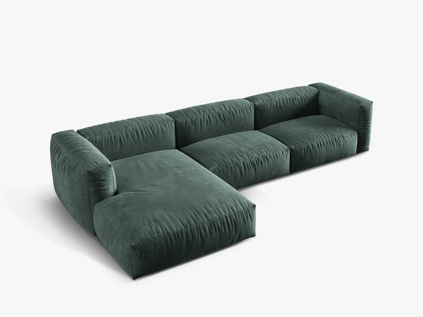 Micadoni Ecksofa Martina 3-Sitzer Links Samt Vogue Petrol