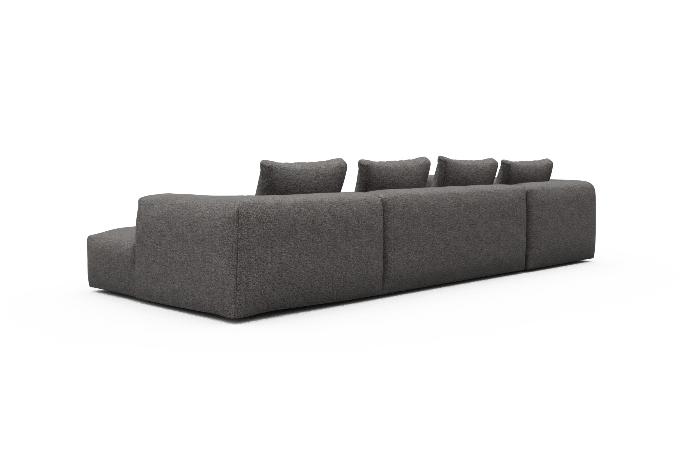 Wohnlandschaft Fred Chaiselongue rechts mit 2-Sitzer und lange Armlehne links Carreno-Salt-and-Pepper