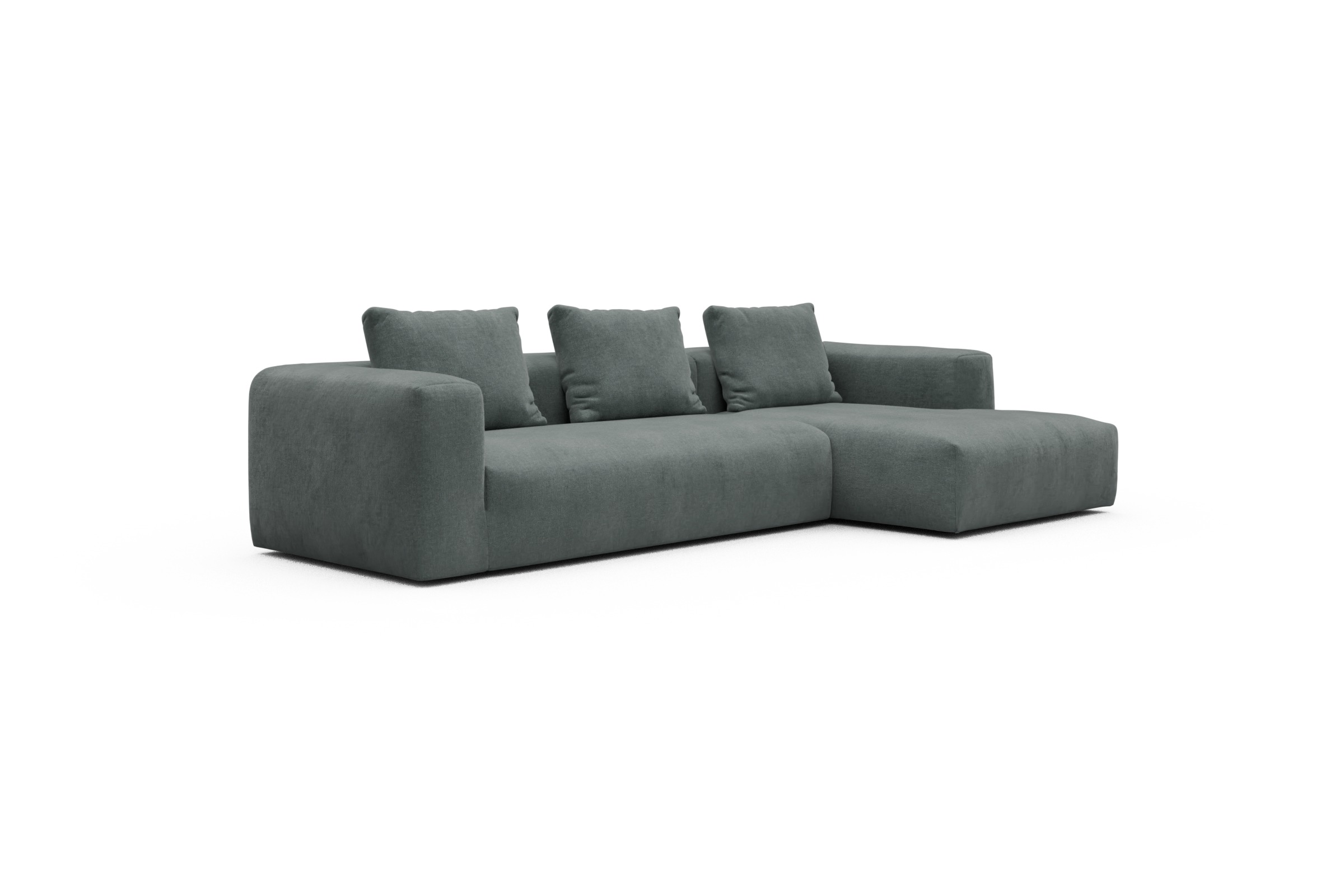 Ecksofa Fred Chaiselongue rechts mit 2,5-Sitzer Smooth-Silver-Grey