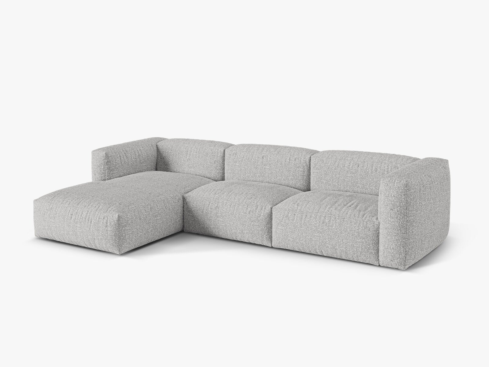Micadoni Ecksofa Martina 3-Sitzer Links Boucle Monet Silber