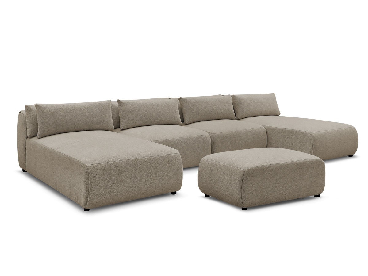 Bobochic Jana Wohnlandschaft mit kleinem Pouf Melange-Stoff Taupe
