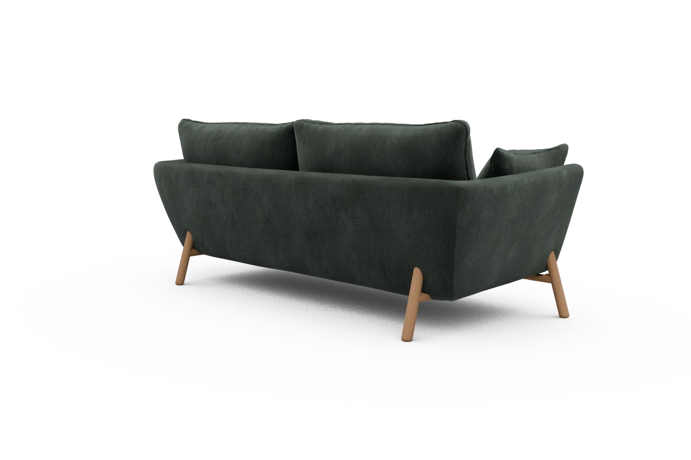 Sofa Emil 3-Sitzer Beinfarbe Eiche Natur Smooth-Laurel-Green