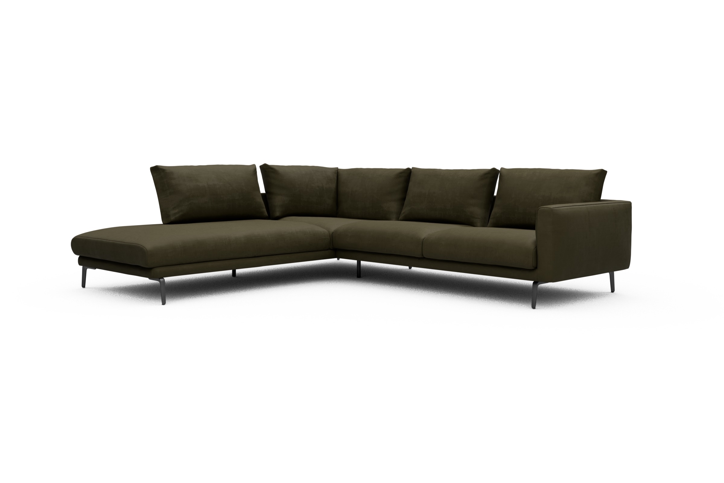 Ecksofa Karl Relax-Ecke links mit 2,5-Sitzer Cordufine-Pine-Green