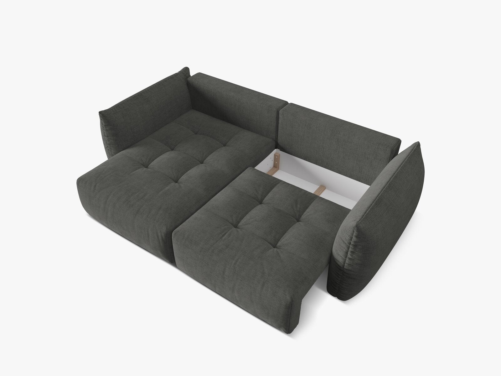 Micadoni Bloom Ecksofa 3-Sitzer mit Schlaffunktion Links Strukturierter Stoff Wind Dunkelgrau